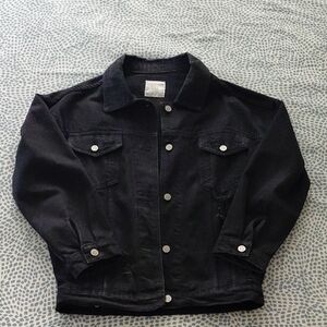 Black Jean Jacket Distressed O&O Size Small